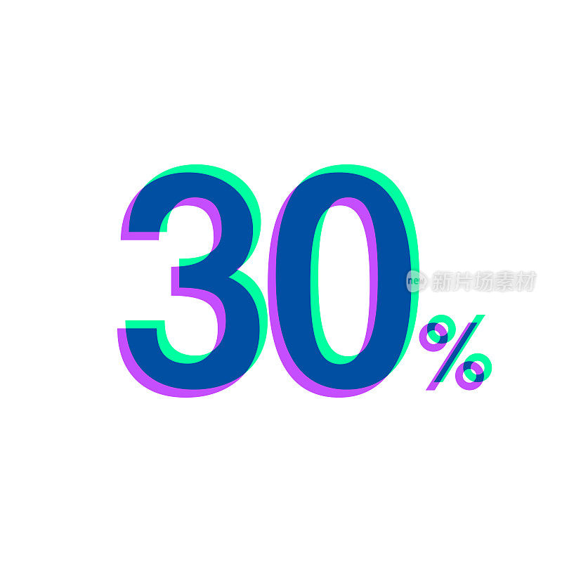 30% - 30%。图标与两种颜色叠加在白色背景上